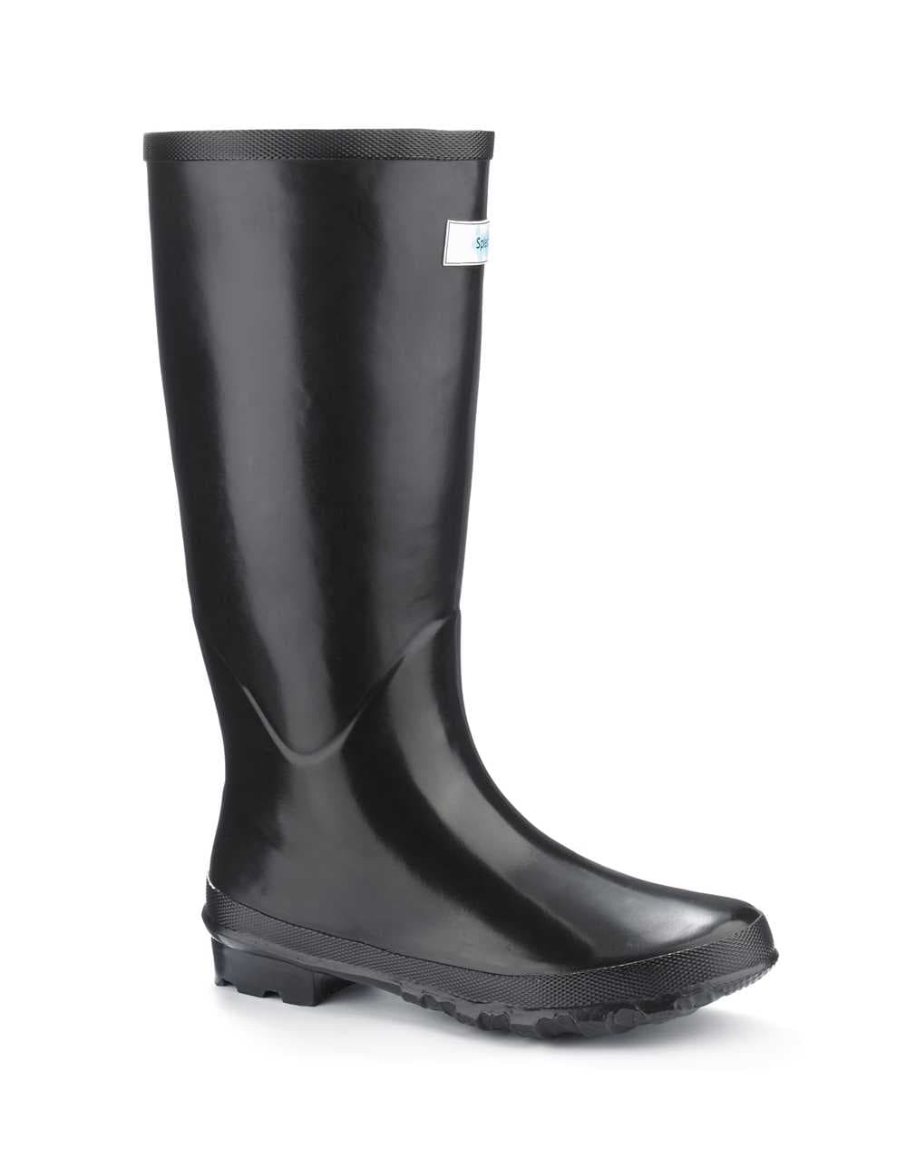 Miss Predictable Black Gloss Splash Wellies (wide fit)